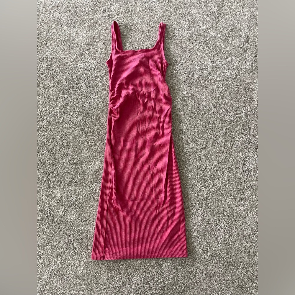 Maternity Women’s Ribbed Pink Midi Tank Dress